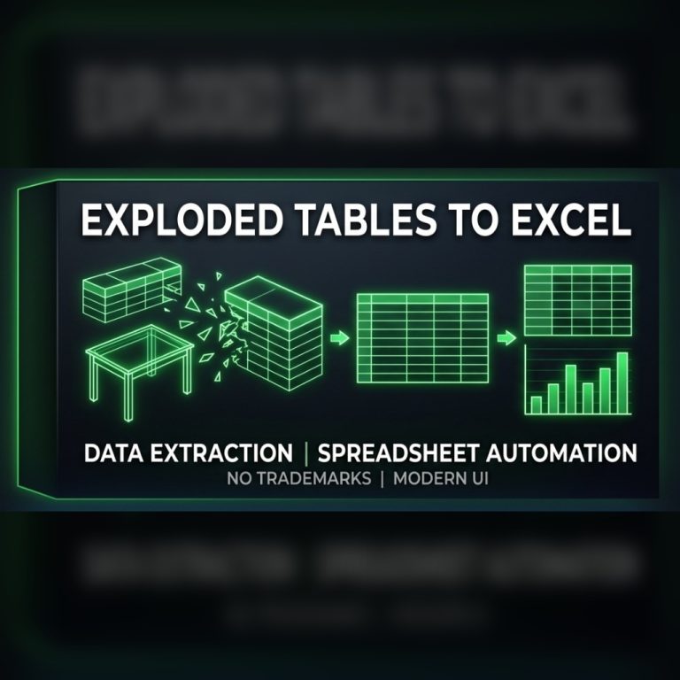 TabloAktar - Patlatılmış AutoCAD tablolarını temiz Excel listelerine çevirin.