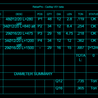 RebarPro-Cadlisp V01 Beta